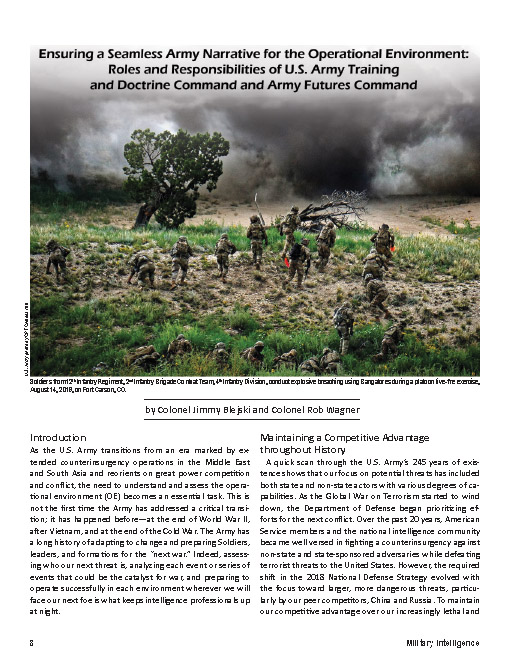 Ensuring a Seamless Army Narrative for the Operational Environment — 12 Mar 2021 : ""